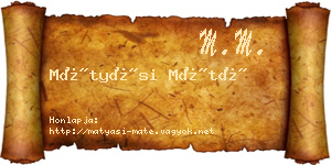 Mátyási Máté névjegykártya